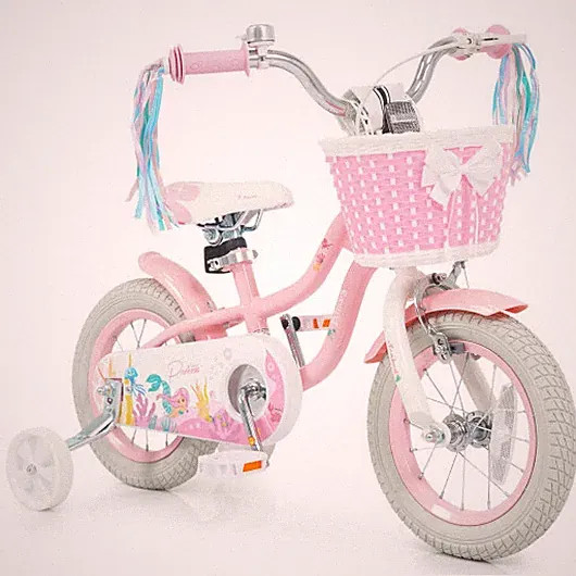 12 Inch Kids Bike Adjustable with Basket and Streamers for Girls Aged 3-4 Years