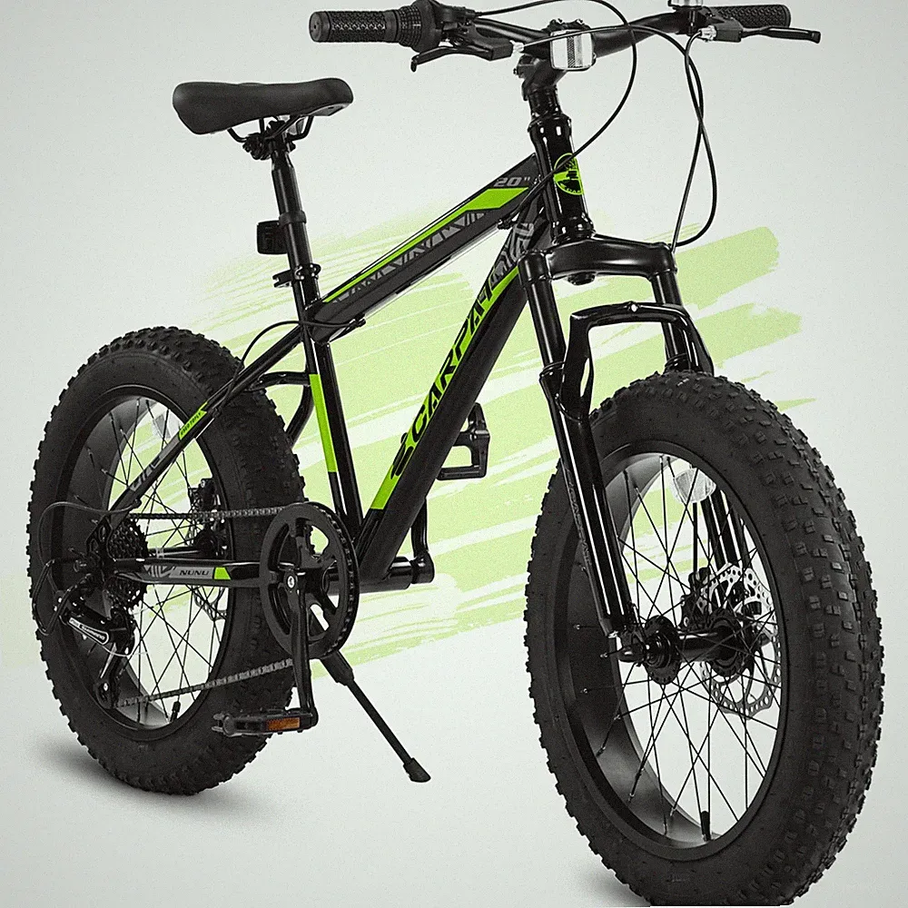 20" Kids Teens Mountain Bike Fat Tire Bicycle 7-Speed Dual Disc Brake Boys Girls