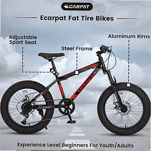 2026 Elecony 20Inch Fat Tire Bike Youth Full Shimano 7 Speeds Mountain Bike MTB