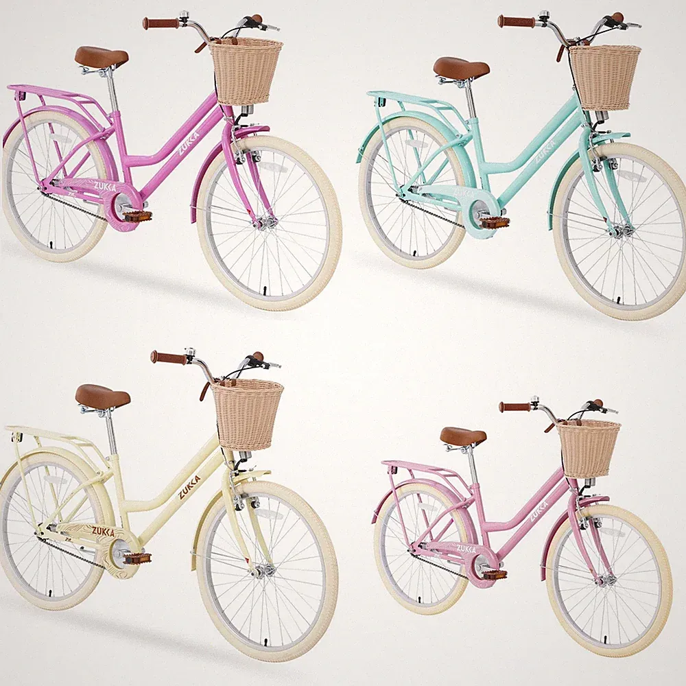 24" Girls Single Speed Bike Steel Frame,Basket,Rear Rack Fenders V,Coaster Brake