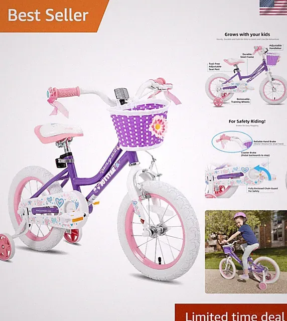 Angel Girls Bike for Toddlers and Kids Ages 2-13 Old, 12 14 16 18 20 Inch Ki...