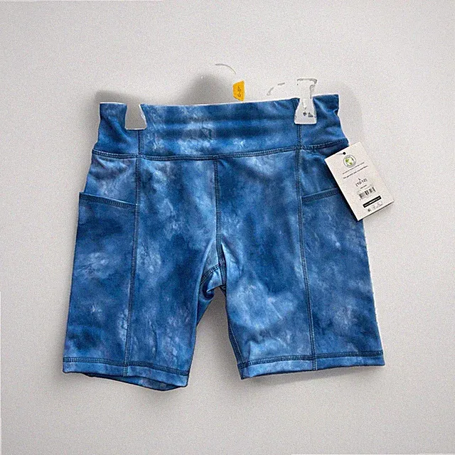 Athletic Works Girl’s Biker Shorts Blue Tie-Dye Stretch Pockets L 10/12