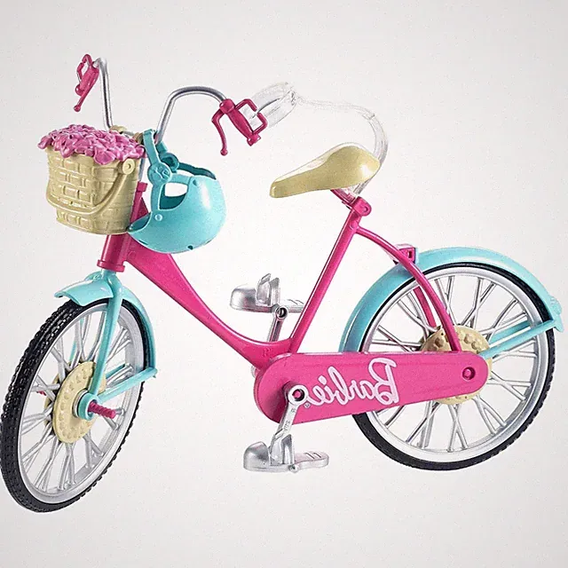 Barbie Bicycle Cruiser Pretend Play Set Flower Basket Helmet Girls Toys Ages 3+