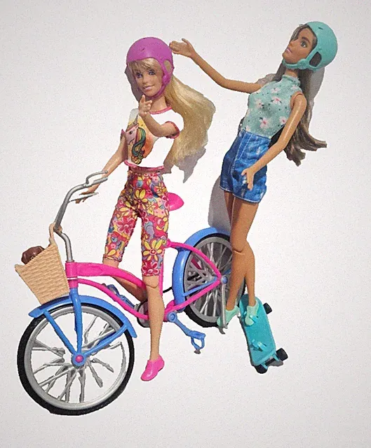 Barbie Dolls & Playset Outdoor Set Bike Bicycle Dog By Mattel