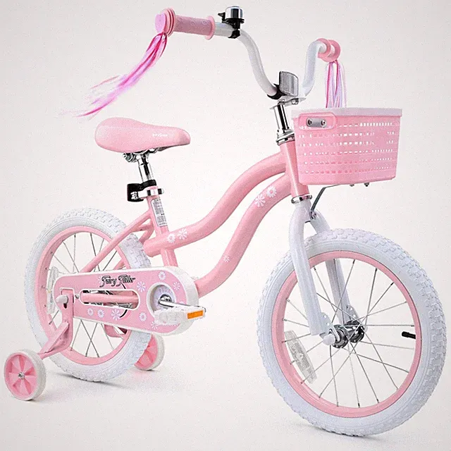 bicystar Girls Bike 3-5 w/Training Wheels, Basket, Coaster Brake, Streamers, 16"