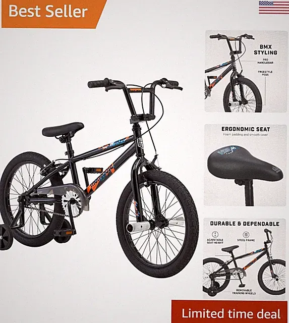 BMX Style Kids Bike, for Boys and Girls Bicycle Ages 5-8, 18-Inch Wheels, Low...