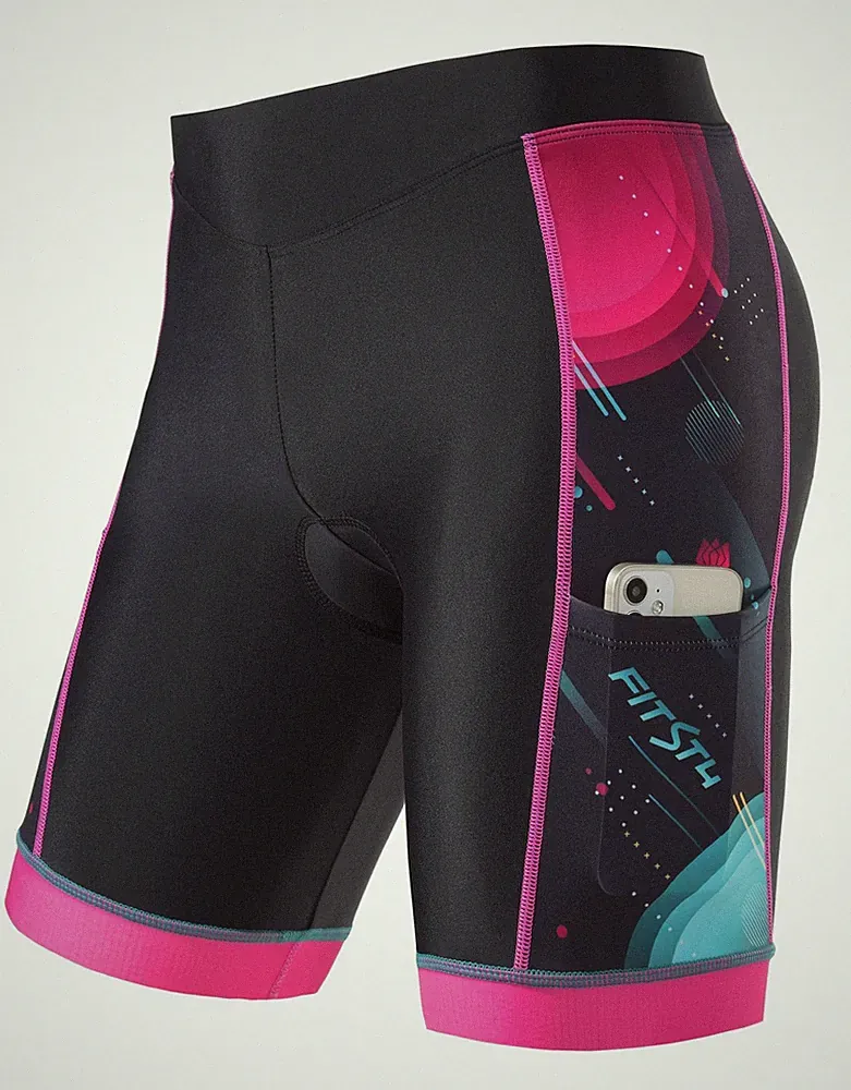 Cycling Bike Shorts Boys Girls Printed Biking Shorts Padded Youth Triathlon S...