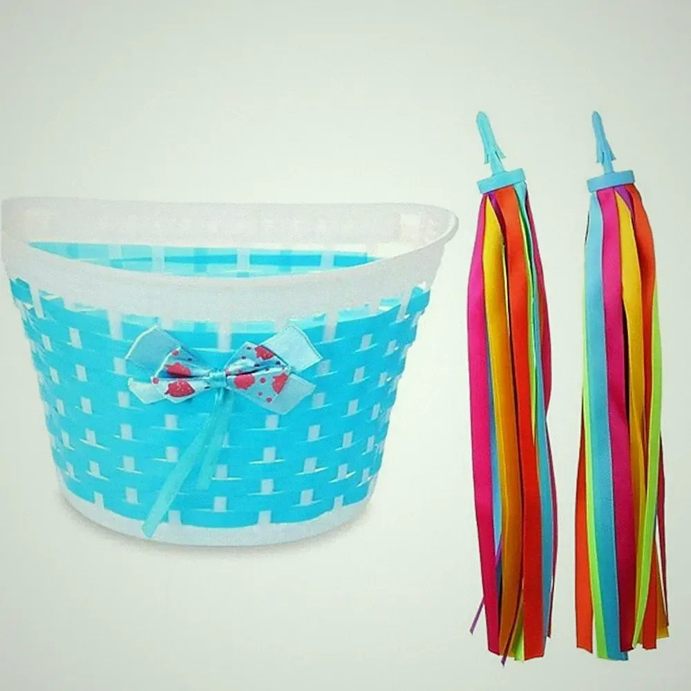 Girls' Bike Basket + Streamer Set (2 Sets), Cute Kids Bicycle Accessories X2