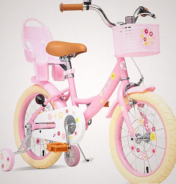 Girls Bike with Basket for Toddlers and Kids Aged 3-14 Years Old, 14 16 18 Inch.