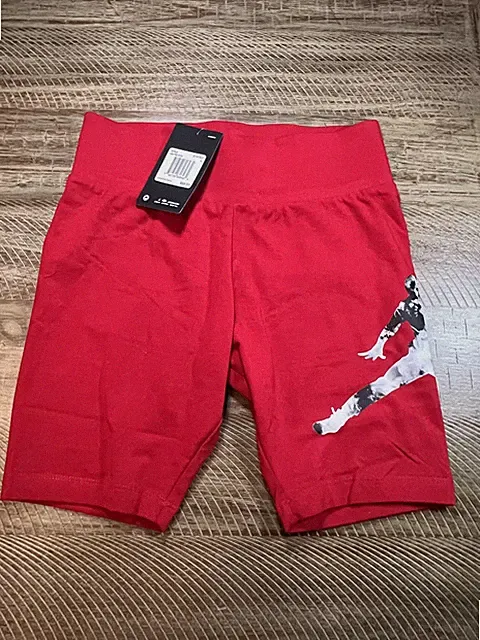 Jordan Girls Gym Red biker shorts - large 12 - 13 years - NWT