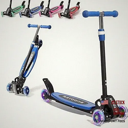 Kids' Adjustable Height Adjustable Scooters - 3 Wheels - Blue - 2-5 5-7 Years