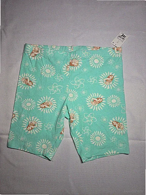 Moana 2 Girls Bike Shorts Disney Princess Floral Mint