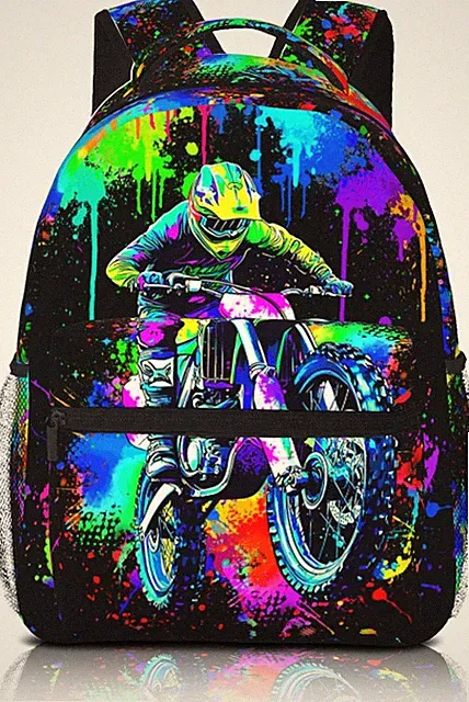 Motocros Backpack for Boys Motocros Dirt Bike Boys Backpack for Kids Children Te