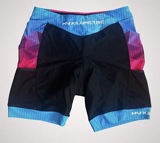 My Kilometre Cycling Shorts Womens XL Black Padded Pockets Athletic Triathlon