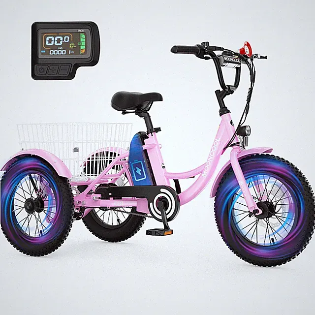 NAIZEA Pink 16 in Electric Tricycle for Kids Ages 6-12 Electric Bikes 250W Motor