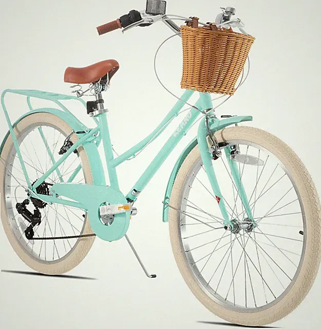 Poppy 20 24 Inch Kids Bike for Girls Ages 7-12 Years 7-Speed Hybrid City Bike fo