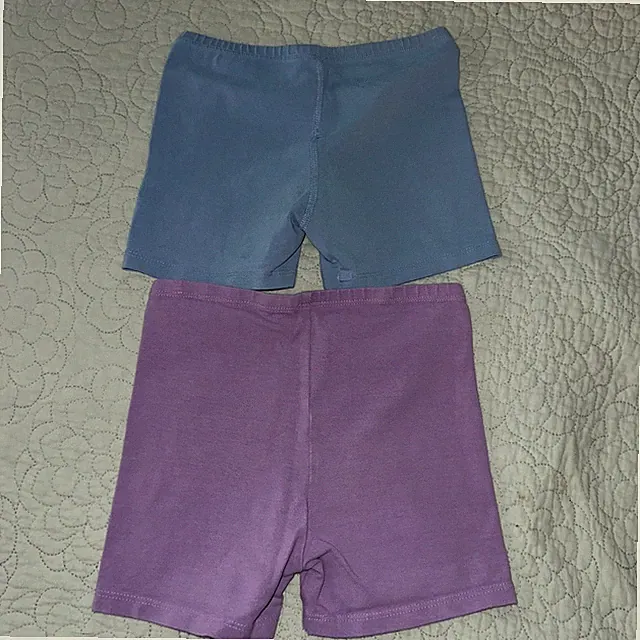 Primary Kids Cotton Stretch Bike Shorts, Size 6-7 Purple and Blue