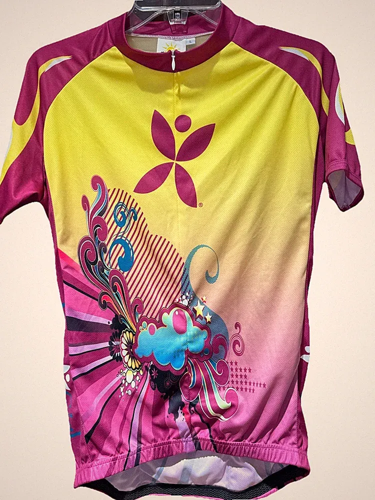 Rising Sun Iron Girl Cycling Adult Tour Bike Half Zip Triathlon Jersey Size L