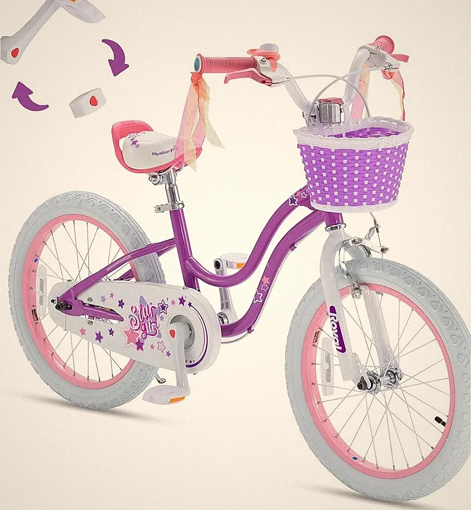 RoyalBaby Girls Classic & EZ Swap Kids Bike - Balance & Pedal Bicycle - 18 Inch