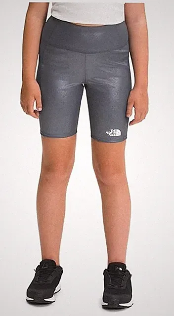 The Northface Girls Bicycle Shorts Grey Foil Metallic Size M Flash Dry Sports
