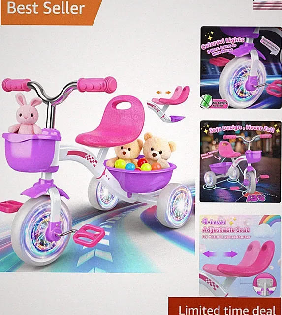 Toddler Tricycle for 1-3 3-5 Olds, 2 3 4 5 Old Girl Birthday Gifts, Purple...