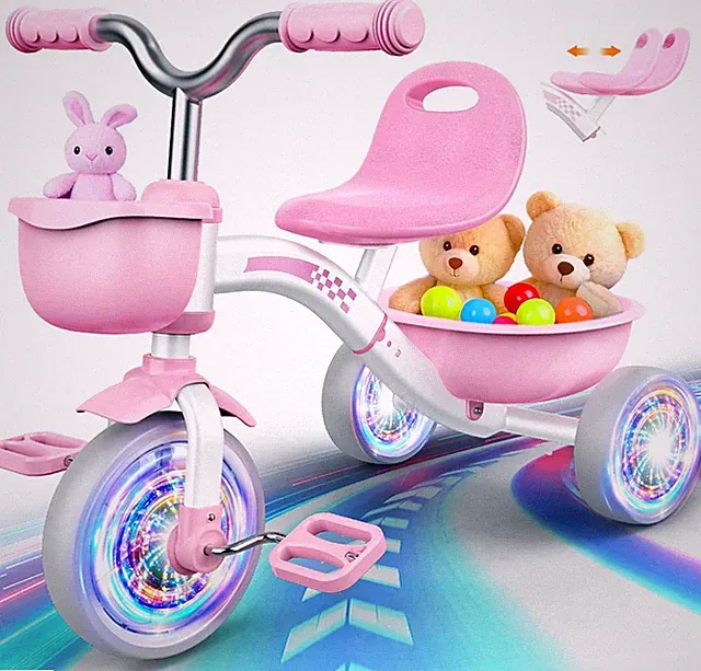 Toddler Tricycle for 1-3 3-5 Year Olds, 2 3 4 5 Year Old Girl Birthday Gifts, Pi
