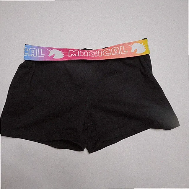 Wonder Nation Girls Size M 7-8 Black Bike Shorts Rainbow Magical Unicorn Elastic